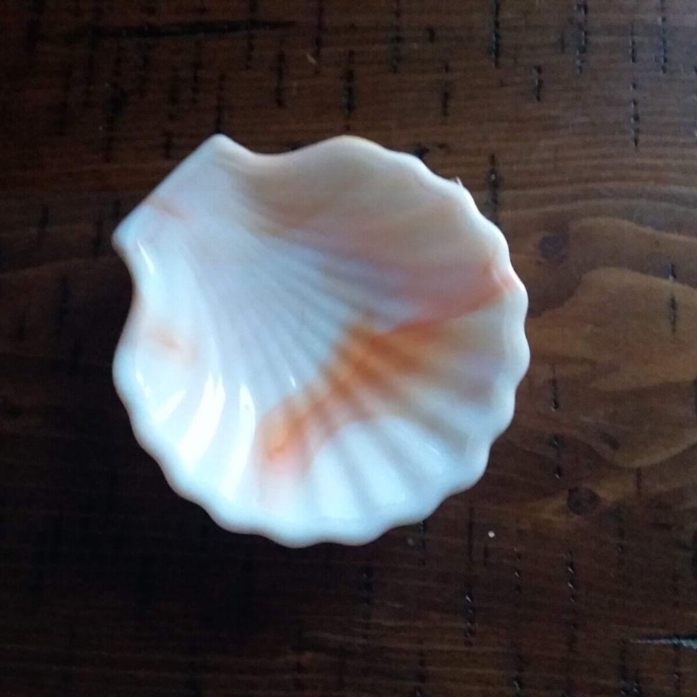 Vintage Akro Agate  Seashell Shape  Dish ￼Orange Ombre Ashtray, Jewelry Holder